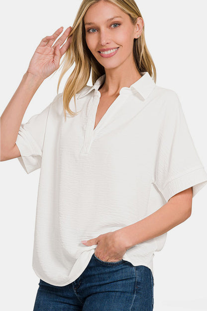 Zenana Textured Top - Off White