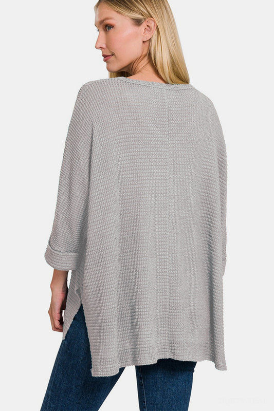 Zenana Grey Waffle Top