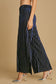 Umgee Velvet Striped Pants - Navy