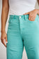 RFM Cropped Tummy Control Raw Hem Jeans - Island Green