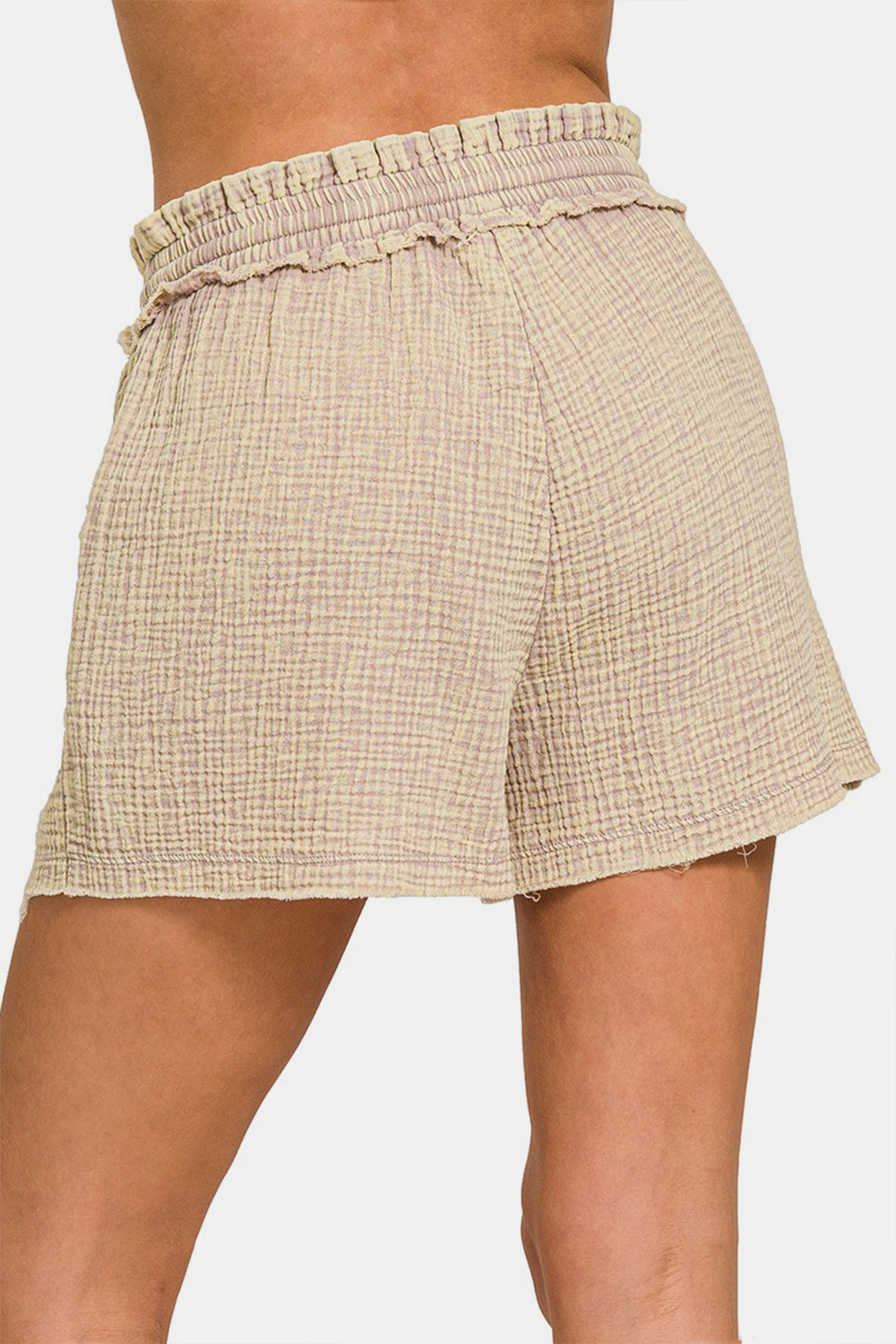 Zenana Frayed Hem Drawstring Shorts