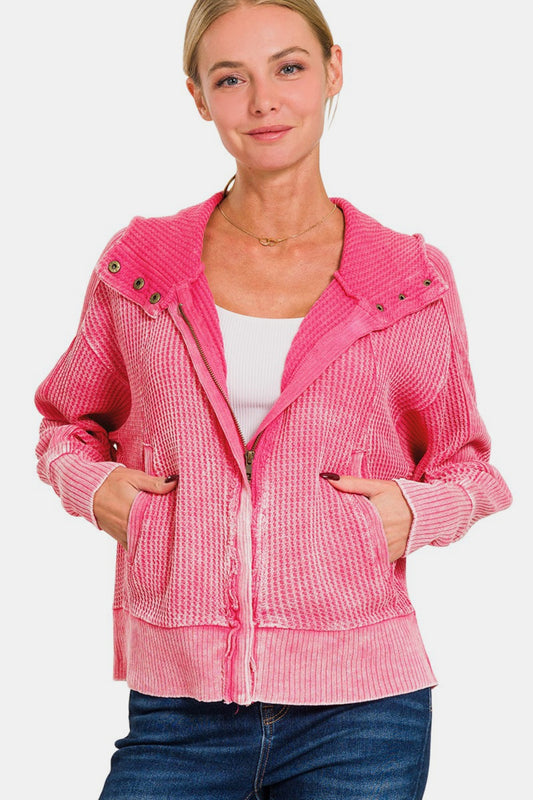 Zenana Fuchsia Hooded Jacket