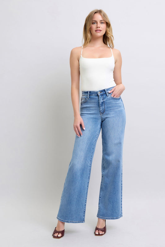Judy Blue Wide Leg Jeans with Pockets - Medium Wash