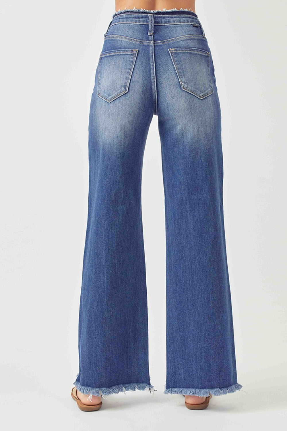 RISEN Raw Hem Wide Leg Jeans