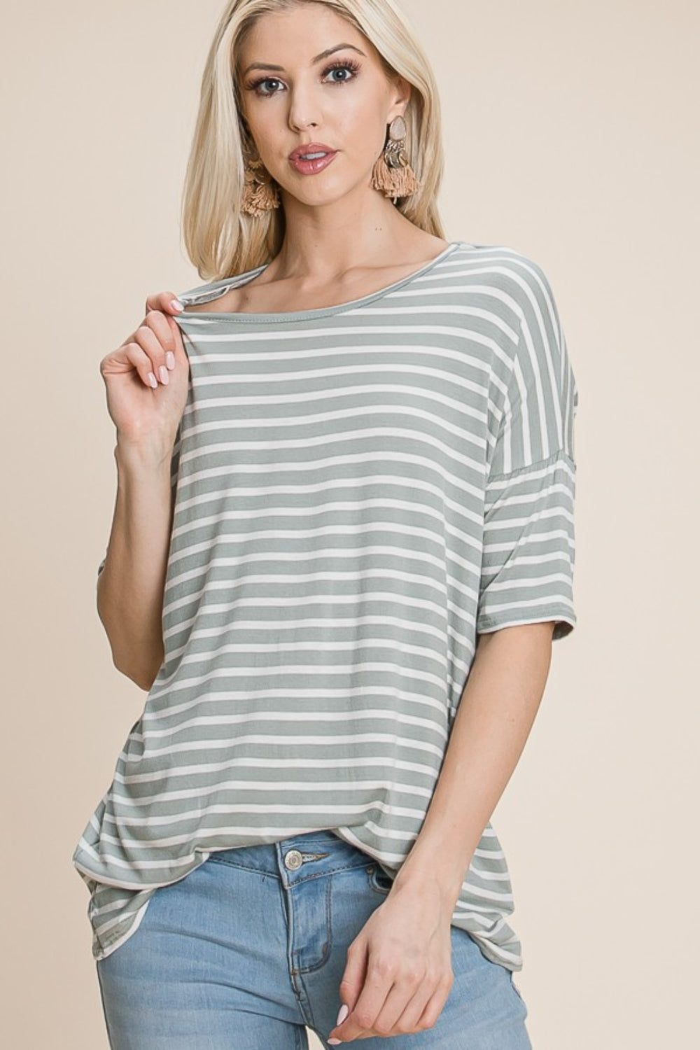 Sage Stripes Top