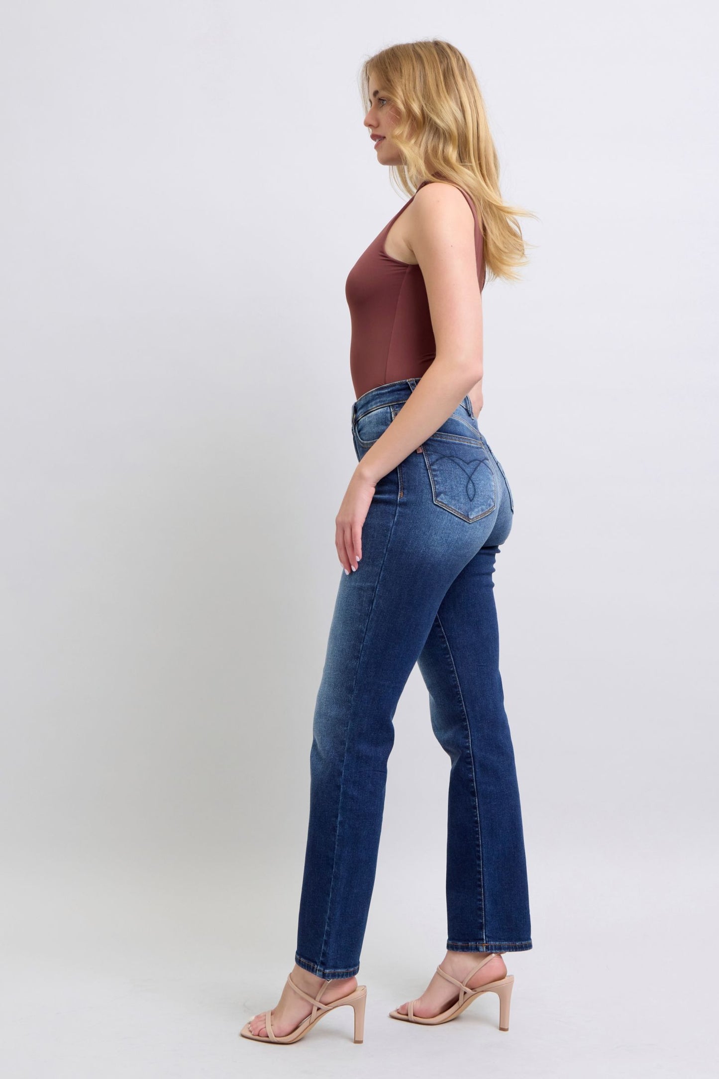 Judy Blue Straight Leg Jeans with Pockets - Dark Wash