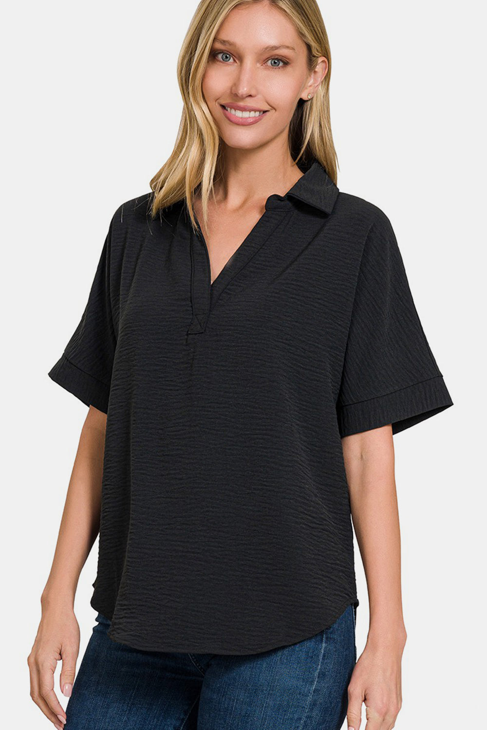 Zenana Textured Top - Black