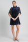 Umgee Velvet Mock Neck Dotted Dress - Navy