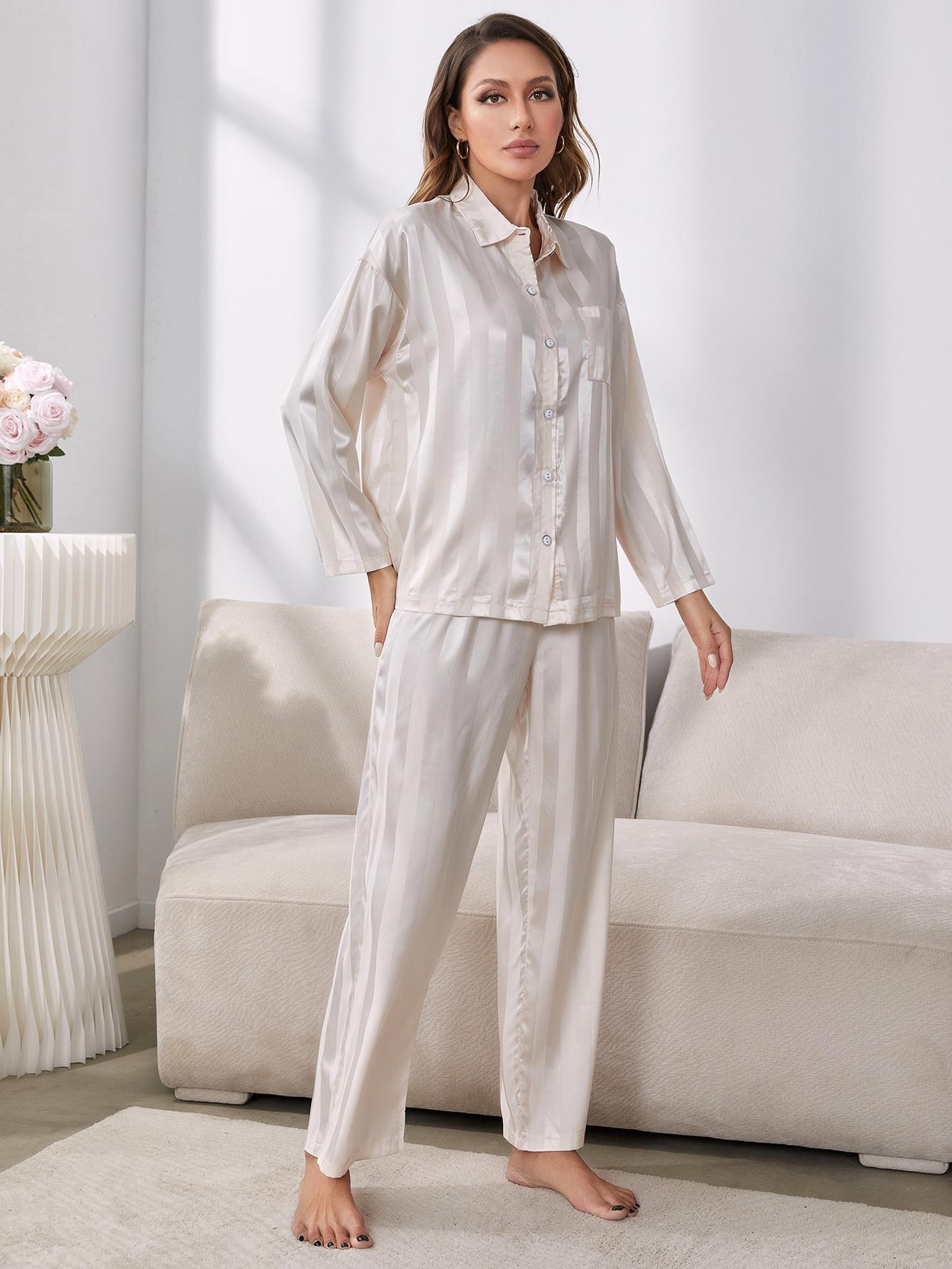 White Striped Pajama Set