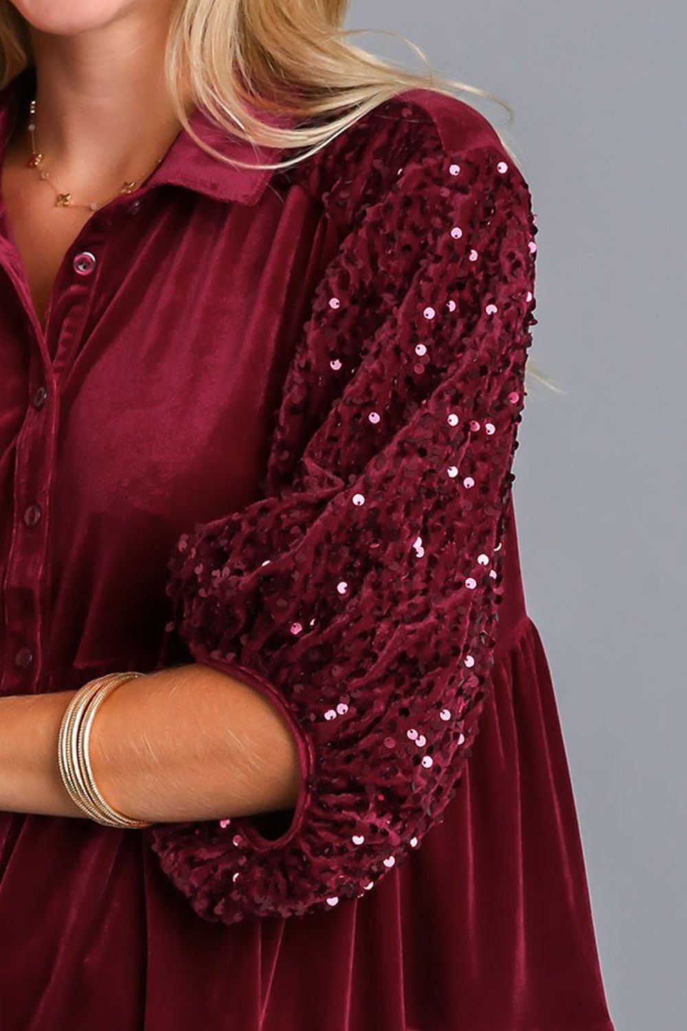 Umgee Sequin Detail Top - Wine