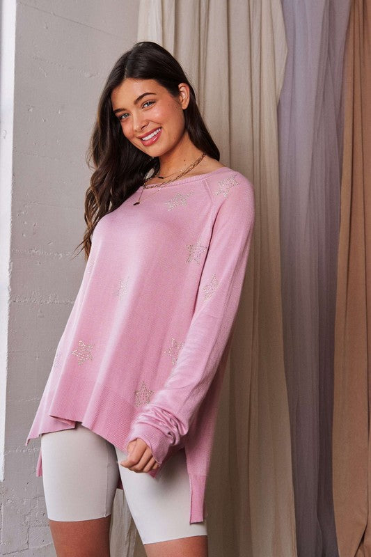 Pink Rhinestone Star Top