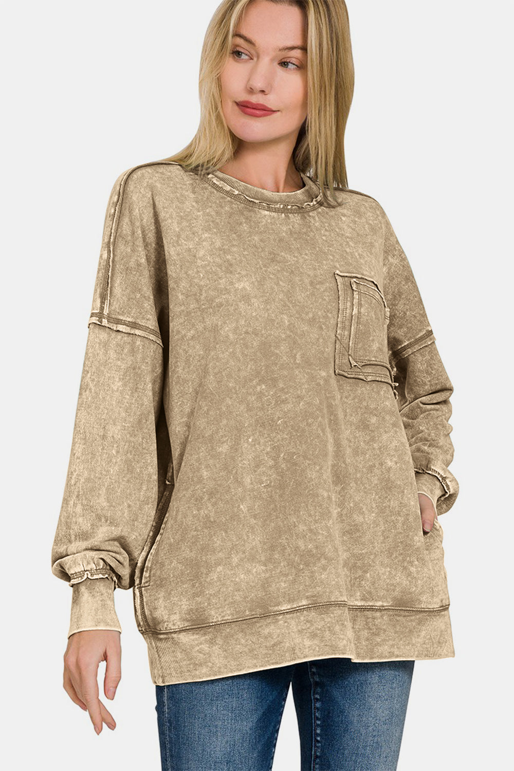 Zenana Oversized Mocha Sweatshirt