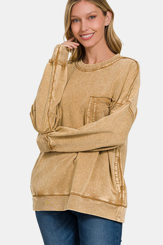 Zenana Oversized Camel Sweatshirt