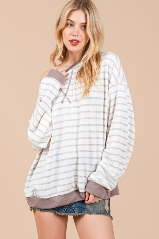 Stilwell Striped Sweatshirt - Taupe