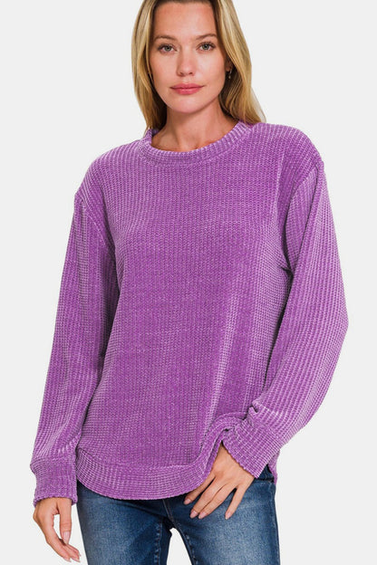 Zenana Chenille Sweater - Violet