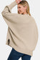 Zenana Beige Side Slit Sweater