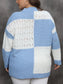 Plus Size Blue Checkered Sweater