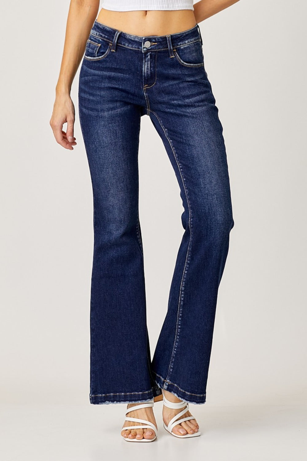 RISEN Low Rise Flare Jeans - Dark