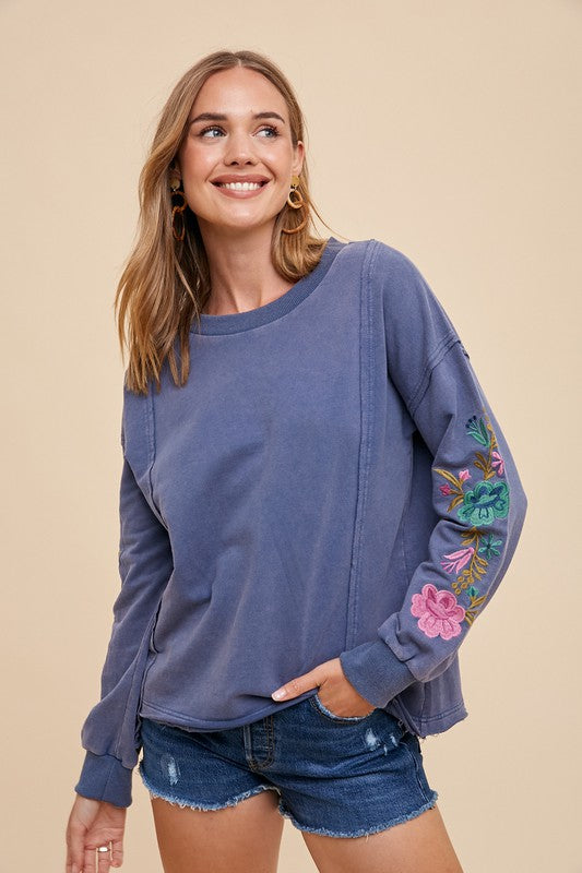 Floral Frenzy Top - Washed Midnight