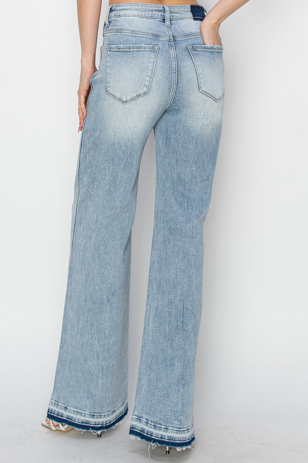 Risen High Rise Wide Leg Jeans - Light Wash