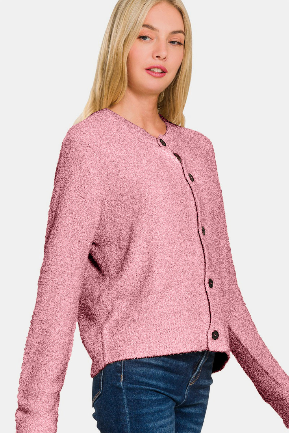 Zenana Light Rose Cardigan