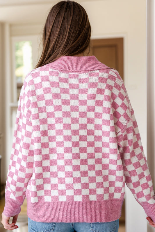 Pink Checkered Sweater