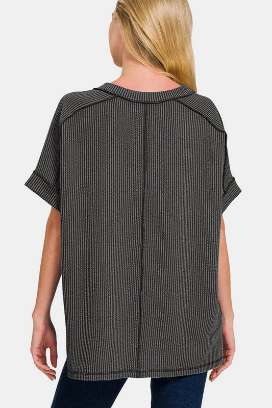 Zenana Charcoal V-Neck Top