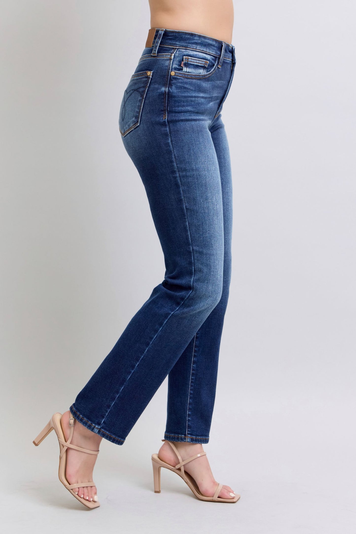 Judy Blue Straight Leg Jeans with Pockets - Dark Wash