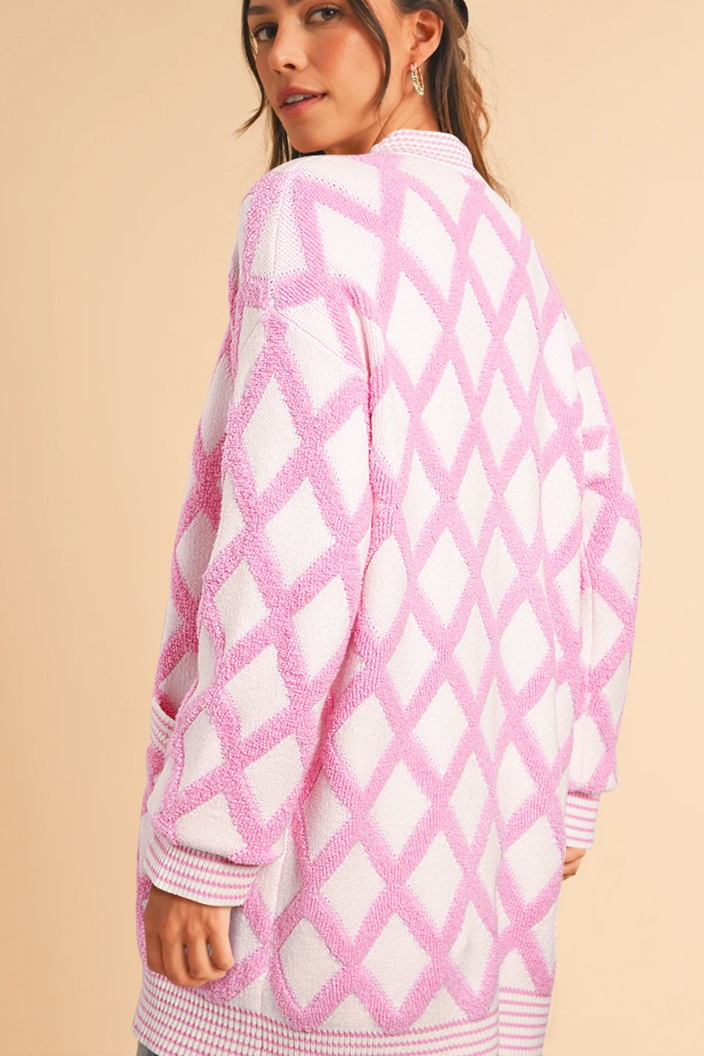 Geometric Pink Cardigan