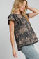 Umgee Ruffled Landscape Top - Dark Gray