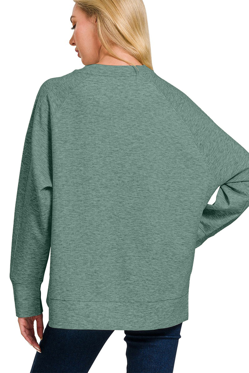 Zenana Scuba Sweatshirt - Ash Jade