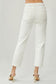 RISEN High Waist Rolled Hem Straight Jeans - Cream