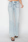 Risen High Rise Front Patch Pocket Flare Jeans - Acid Light