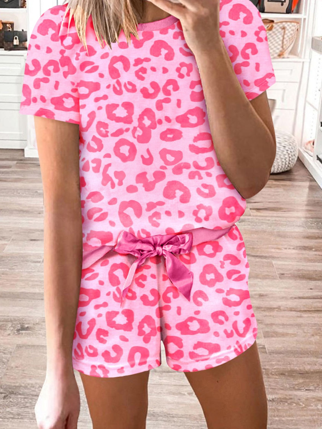 Pink Leopard Shorts Set