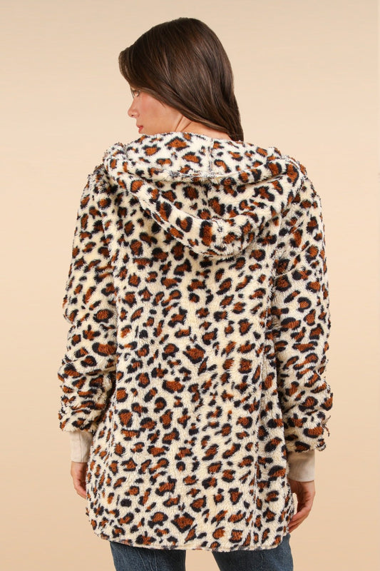 Fuzzy Leopard Jacket - Ivory