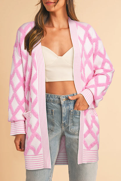 Geometric Pink Cardigan