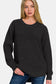 Zenana Waffle Sweater - Black