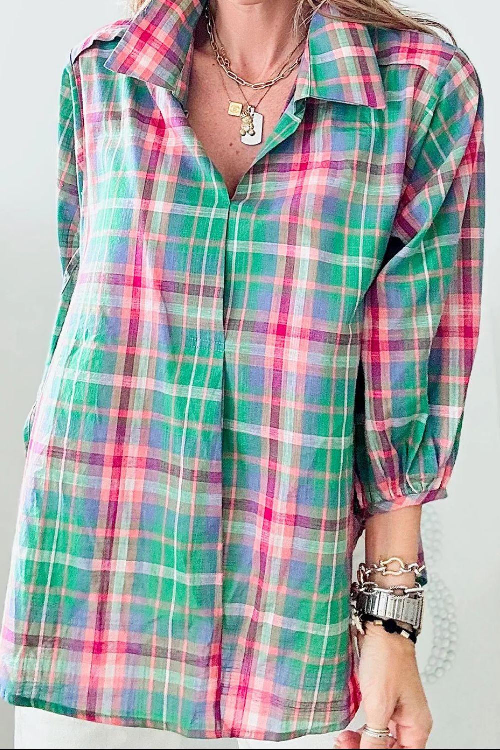 Pacific Plaid Top