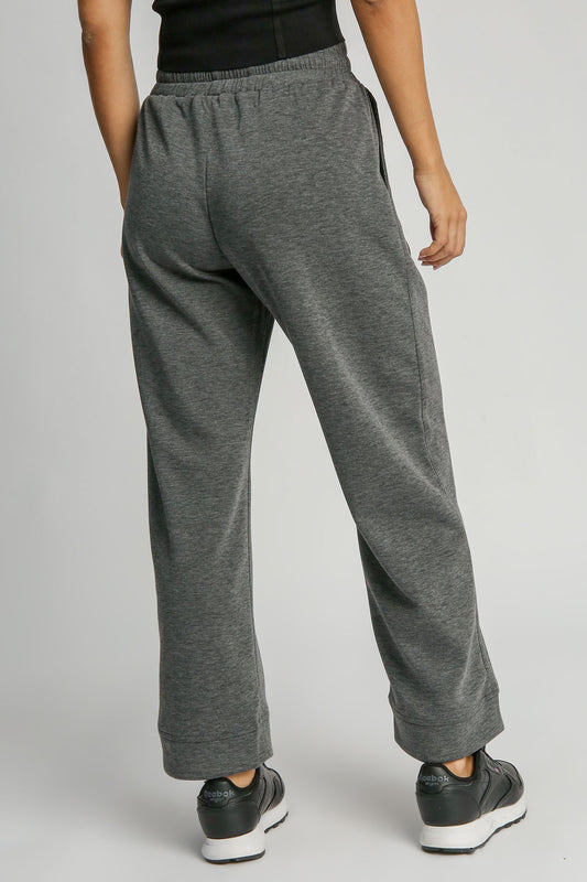 Umgee Drawstring Wide Leg Pants with Pockets - Dark Gray