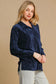 Umgee Textured Button Up Top - Navy