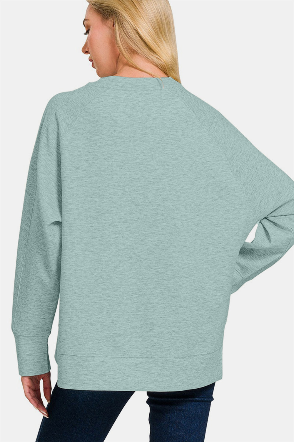 Zenana Scuba Sweatshirt - Blue Grey