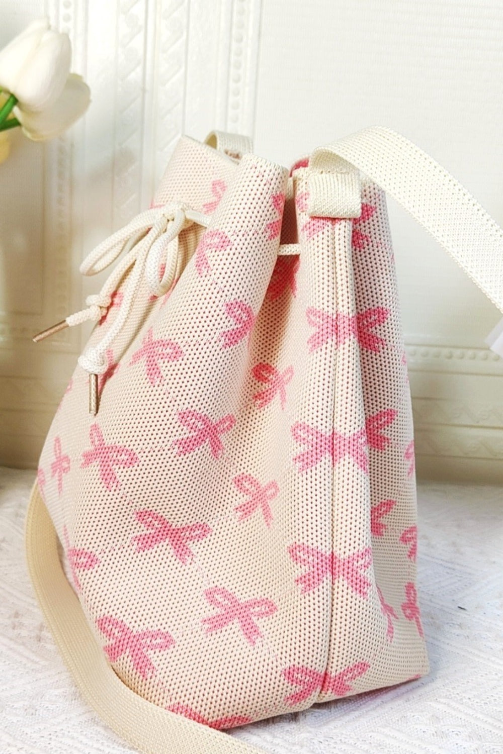 Zenana Bow Pattern Crossbody Bucket Bag