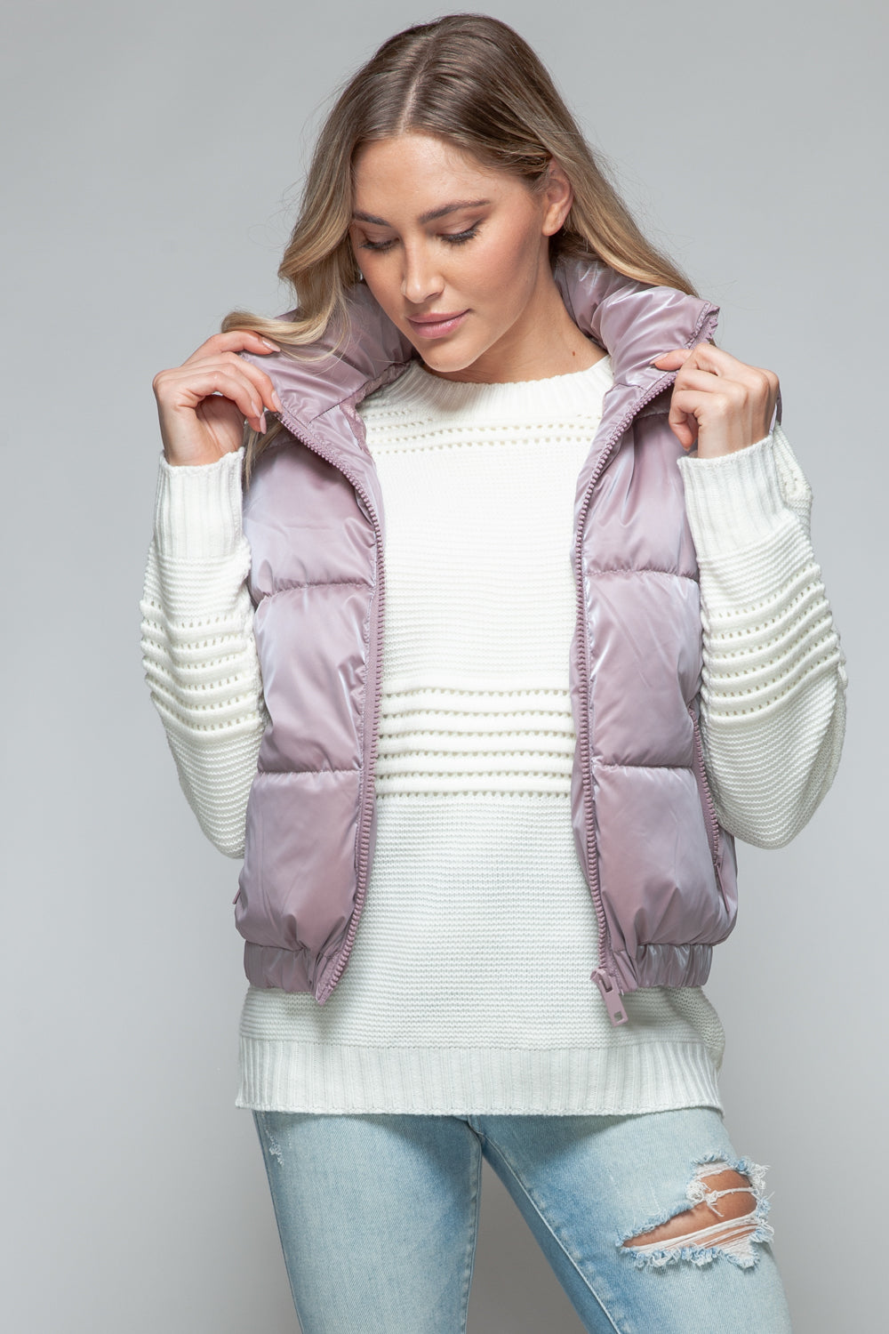 Get Puffy With It Vest - Dark Rose