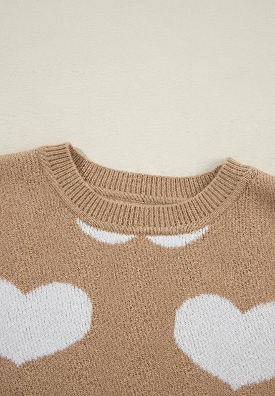 Khaki Heart Sweater