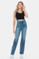 Judy Blue Tummy Control Cut Raw Hem Straight Jeans - Medium