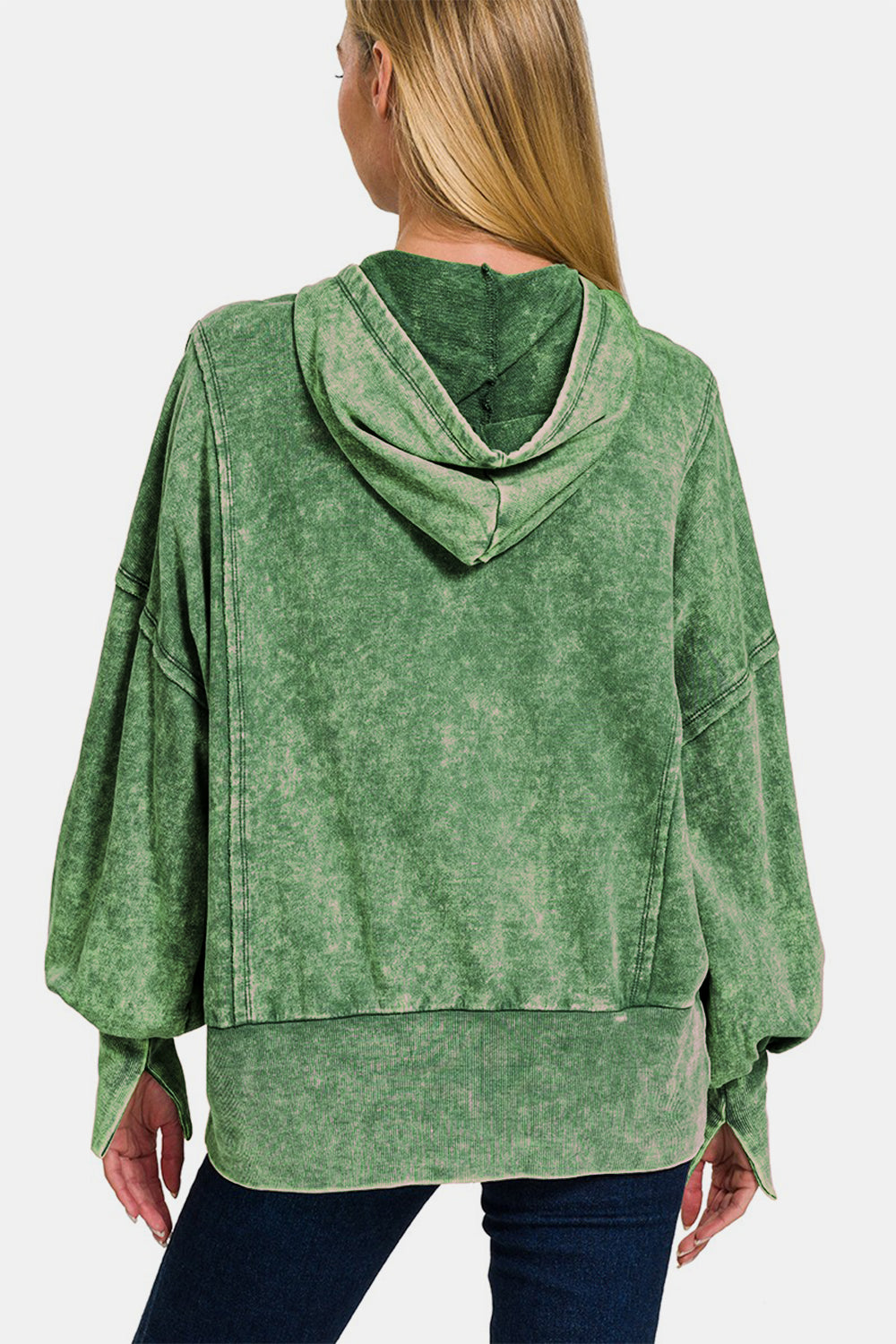 Zenana Acid Washed Green Jacket