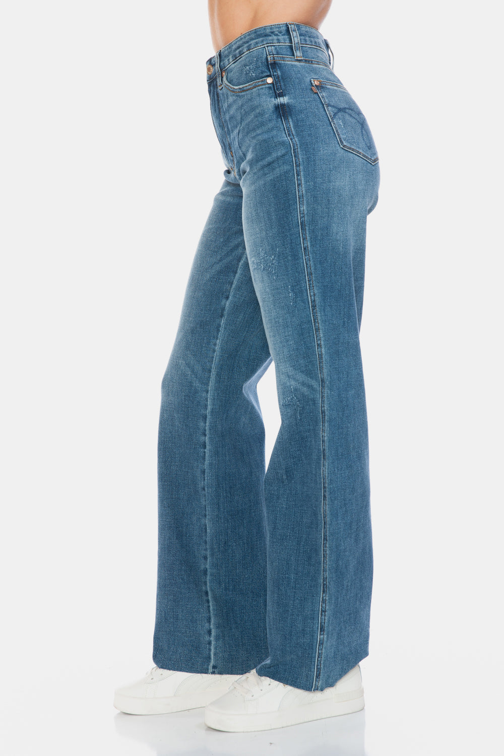 Judy Blue Tummy Control Cut Raw Hem Straight Jeans - Medium