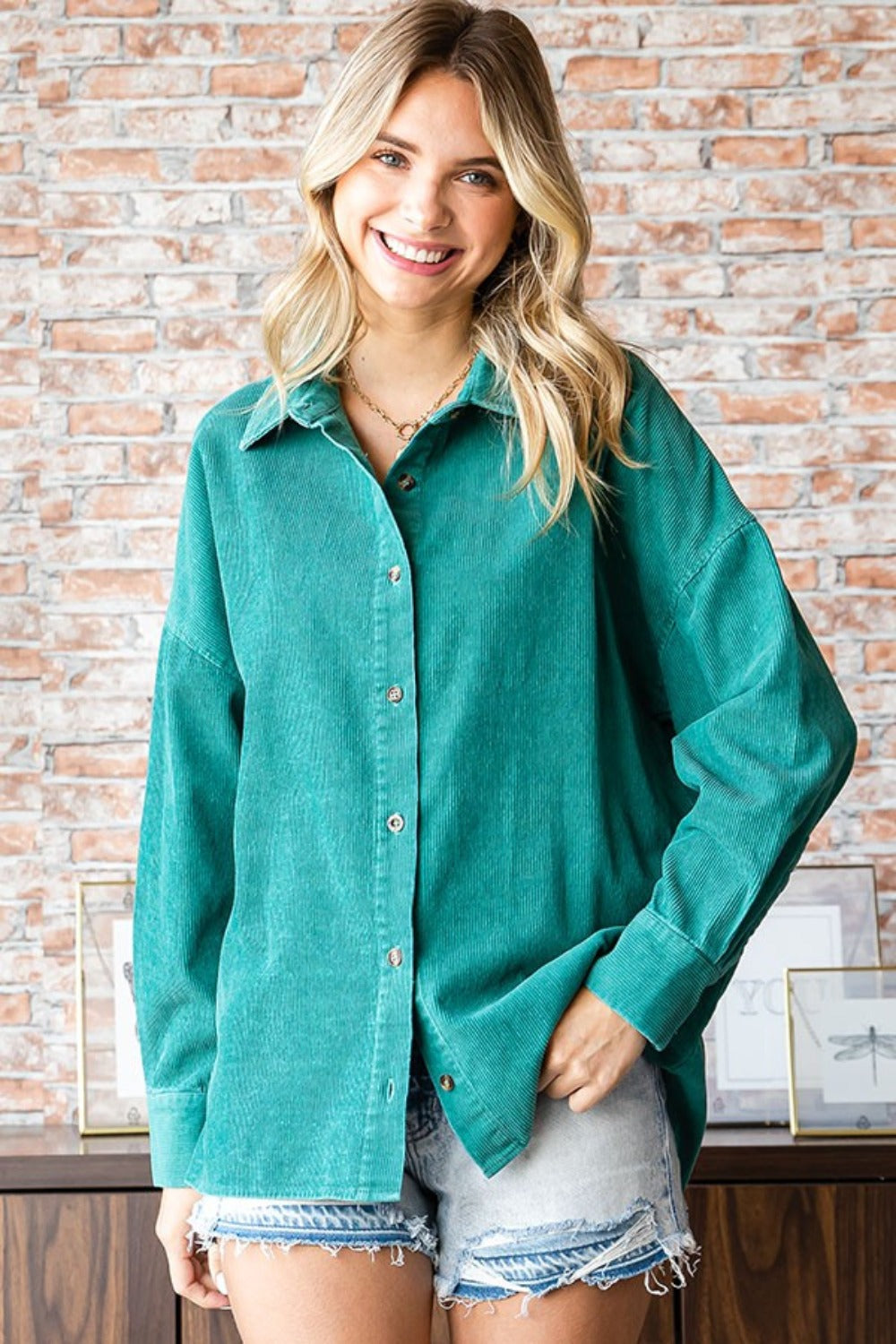 Green Corduroy Top