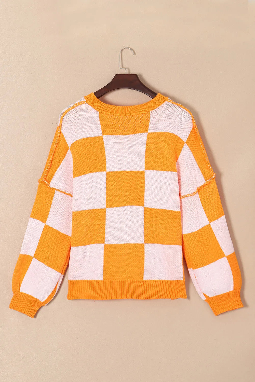 Pumpkin Checkered Sweater