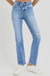 RISEN Distressed High-Rise Ankle Straight Jeans